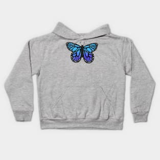 Blue ombré butterfly Kids Hoodie